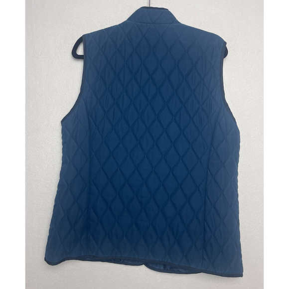 Jaclyn Smith Women's Blue Full Snap Quilted Vest Size Large Mock Neck Zip Pocket - Picture 8 of 9